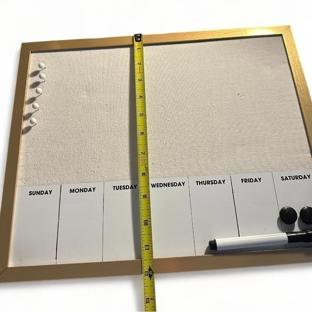 Weekly Planner 7 Day Agenda With Bulletin Thumb Tack Board and Magnetic Board